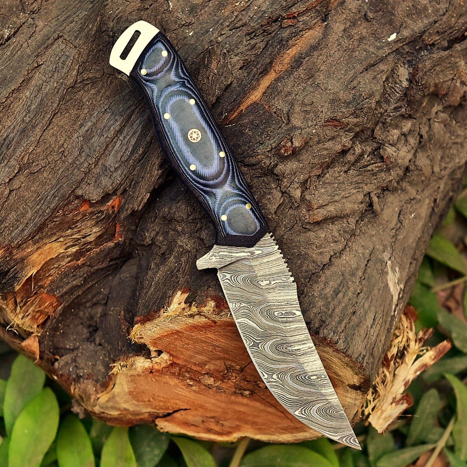 Custom Handmade Damascus Steel Skinning Knife with 5" Blade