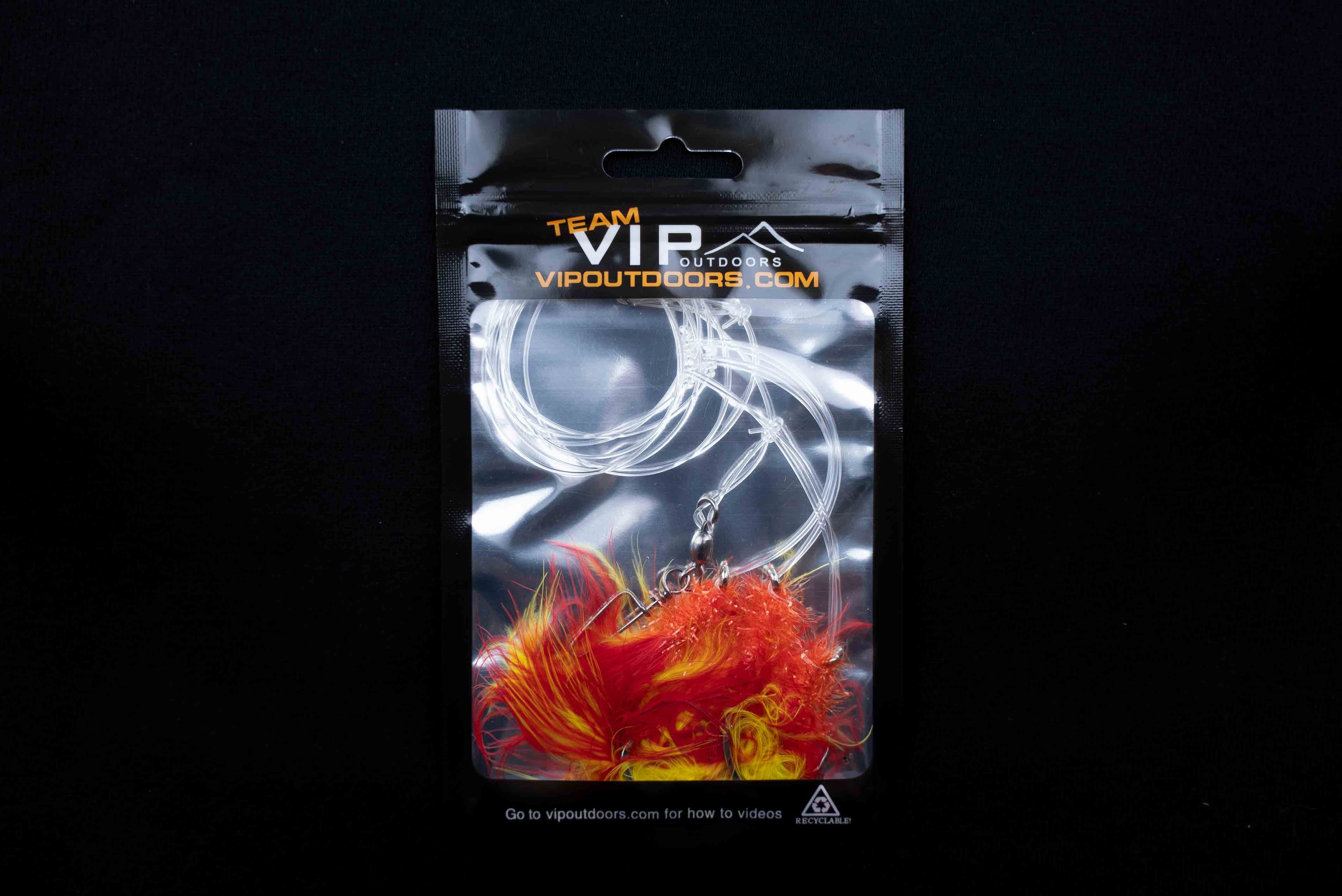 VIP Triple Hook Shrimp Flies "Yellow/Red" (80lb)
